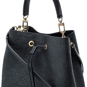 Black Designer Embossed Leather Shoulder Bag